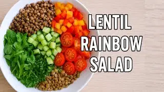 Lentil Rainbow Salad Healthy Vegan Lunch Recipe High Protein Easy
