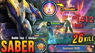 26 Kills!! Saber LEGEND Skin Brutal One Shot Ultimate!! - Build Top 1 Global Saber ~ MLBB
