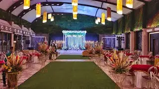 New white Floral Mandap Design - Sky Garden Banquet.