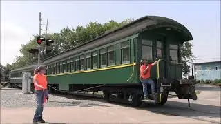 Historic wood passenger cars on the move - Melville, RI - 9/2025