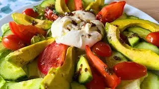 Неизбитый Рецепт салата ! Быстрый и Вкусный Салат за 5 минут! Без майонеза ! Салат с сыром буррата