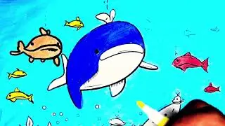 Cute Whale Drawing & Coloring 🎨 | Easy Art for Kids