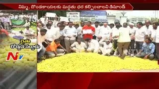 Farmers Protest in Nalgonda || Demands to Support Price for Lemon || NTV