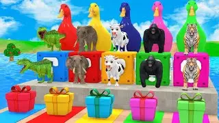 TheLong Slide Game with Cow Elephant Gorilla Hippopotamus Tiger 3d Animal Game Funny 3d Animal#
