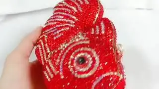 CB144 Red Crystal Fish shape Prom clutch Bag