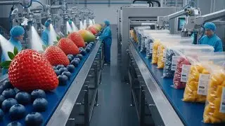 How Frozen Blueberries, Strawberries & Mangoes Are Made | Inside a Modern IQF Factory