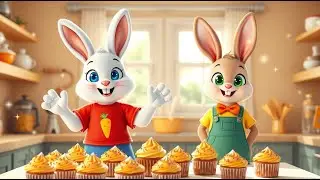 Two Little Bunnies Bake Carrot Cupcakes | Fun Cooking Nursery Rhyme for Kids | Baking Adventure Song