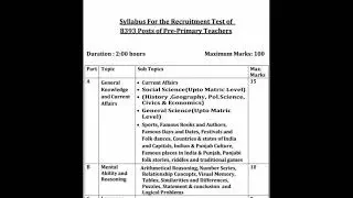 NTT paper syllabus 2021 pre-primary recruitment syllabus for 8393 post