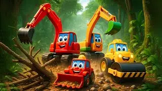 Jungle Treasure Dig! 🚜🌲 Construction Vehicles' Hidden Discovery | Funny Vehicles Animation