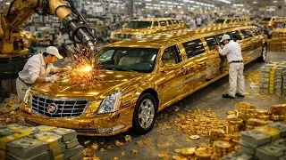 Inside the $1,000,000  Gold Cadillac Limousine Factory: Building a Solid Gold Phantom from Scratch.