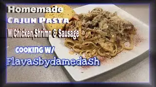 Cajun chicken pasta|COOKING WITH DAMEDASH