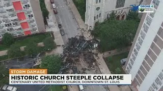 Strong winds cause downtown St. Louis church&rsquo;s steeple to topple during overnight storm