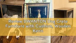 Review DWANTON Dog Crate Furniture with Cushion, Wooden Kennel Table with Double Doors, Indoor Dog H