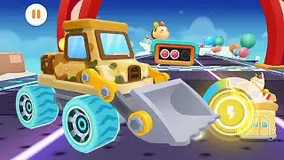 BabyBus Race Cars - Round 84 - Construction Vehicle Army Bulldozer - Baby Panda's School Bus