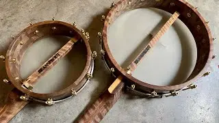 #812 and #813 Curly Walnut and Texas Ebony banjo uke and banjo