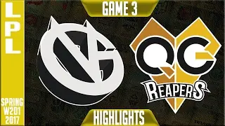 Vici Gaming vs QG Reapers Highlights Game 3 - LPL W2D2 Spring 2017 - VG vs QG G3