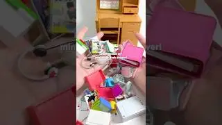 whats inside mini study desk drawer? #mini #miniature #toys #satisfying