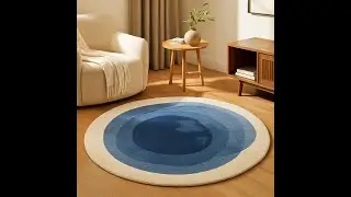 Handmade Wool Abstract Rug: Modern Geometric Tufted Carpet _Blue Rug_ FAST and FREE DELIVERY