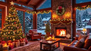 Música Navideña De piano 🎄🎁 Instrumental Navideño Con Nevada y Un Cálido Ambiente De Chimenea 🔥