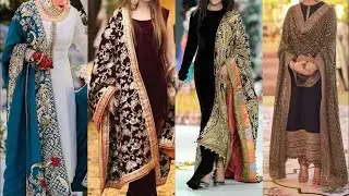 heavy Dupatta styles dresses designs with simple shirts