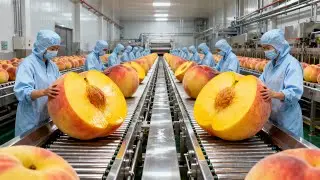 Inside a Modern Peach Factory | How Canned Peaches Are Made (Full Process)