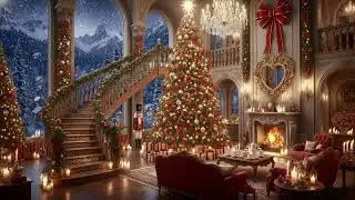 Ultimate Holiday Luxury 🥂 Grand Living Room Ambience, Crackling Fire & Snow ❄️🕯️