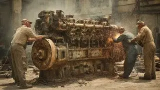 Unbelievable Torque! Cold Start-Up Of A Massive Antique Diesel Engine After 50 Years