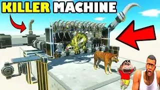 ANIMAL GRINDER MACHINE vs EVERY GIANT ANIMAL SHINCHAN & CHOP in ANIMAL REVOLT BATTLE SIMULATOR