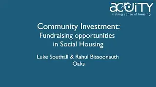 Community Investment and fundraising opportunities in Social Housing