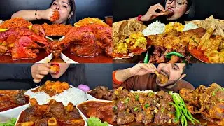 ASMR EATING SPICY CHICKEN CURRY, MUTTON CURRY, EGG CURRY | BEST INDIAN FOOD MUKBANG |Foodie India|