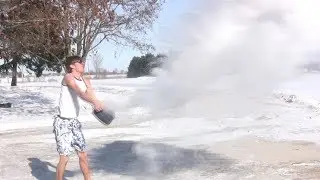 How to Freeze Boiled Water Instantly Skit (Swim trunks in -45 degree weather)