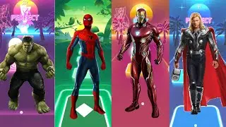HULK vs SPIDER MAN vs IRON MAN vs THOR | Tiles Hop Vibes