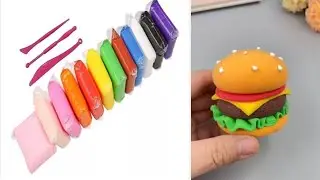 How to make Burger with clay || Diy Miniture clay food making tutorial | Miniture craft idea || Easy