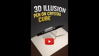 3D Illusion: Pen on Crystal Cube😱