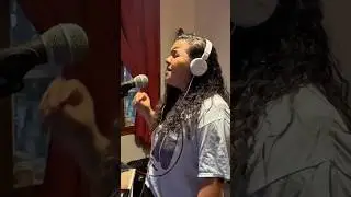 Olguita Acu&ntilde;a recording the pod theme music. Thanks Olguita! #music #podcast #travel #recording