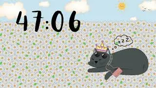 60 Min Meow Timer + Purring Ambience - White Daisy Dreams | Snore Cat 🌼☀️ 白色雏菊 / 白いデイジー / 하얀 데이지
