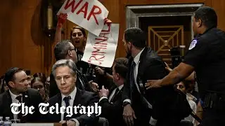 'Blood on his hands': Blinken repeatedly interrupted by pro-Palestine protesters