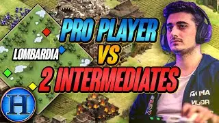 Pro vs 2 Intermediate Players ON LOMBARDIA | AoE2