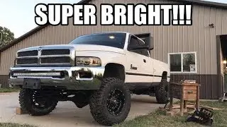 ULTIMATE TEST/REVIEW!!! Halo Projector Headlights & LIGHT BAR on My CUMMINS!!!
