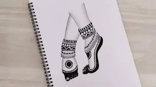 How to draw Mandala art of classical dancer legs | Ghungroo | Chilanka | Zentangle art | Doodle art