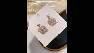 Cercei in forma de cristal de gheata pentru femei, Diva4u, Argint 925Zircon, Auriu