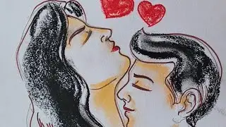 Couple Drawing #Kiss day drawing easy #love kiss drawing easy #Yt trending videos #viral video #art