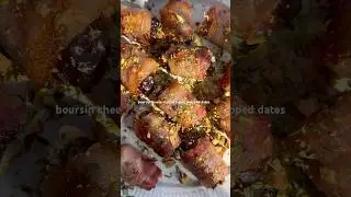 Boursin Stuffed Bacon Wrapped Dates. Recipe in comments! #stuffeddates #boursincheese #appetizer