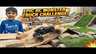 RC Monster Truck vs. EXTREME Obstacles! (Cardboard & Brick Track)