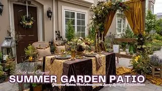 Bold & Elegant Summer Garden Patio: Glamorous Textures, Floral Arrangements, Luxury Lighting