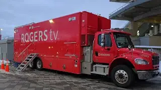 Rogers TV truck seen outside TD Place in Ottawa, Canada in December of 2024