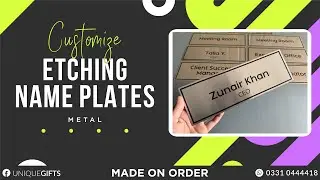 Personalised Wall Name Plate Office Sign, Custom Etching Door Sign, Peel & Stick Adhesive.