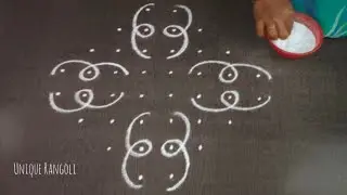 Unique Rangoli with 8-2 straight dots|Simple & easy Melikala muggu|8 Dots Sikku kolam|Tippudu muggu