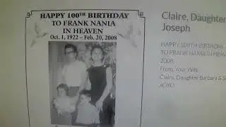 Frank Nania    dad    100 year birthday tribute 10 1 2022