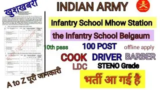 INDIAN ARMY Infantry School Mhow vacancy 2022 the Infantry School Belgaum station Bharti 2022